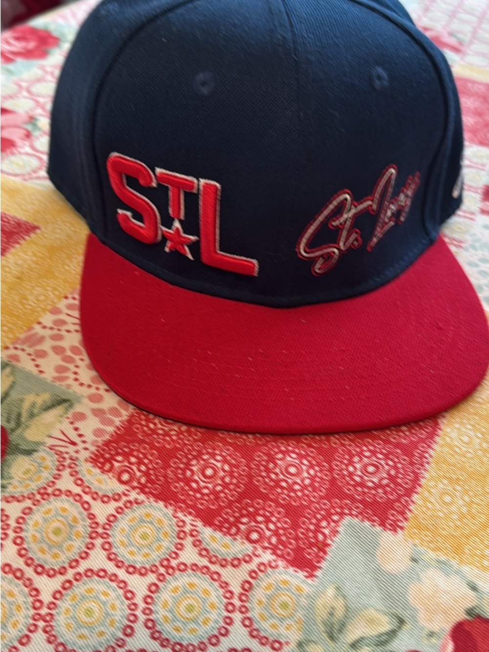 STL Embroidered Baseball Cap in Navy & Red
